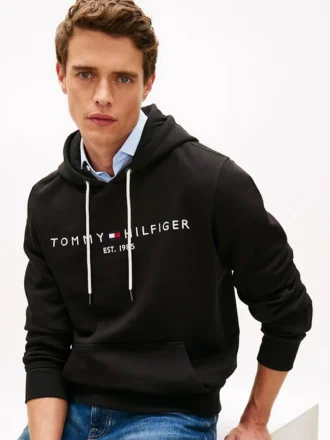Felpa con cappuccio e logo Tommy ricamato