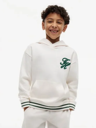 Felpa con cappuccio e monogramma ricamato per bambini