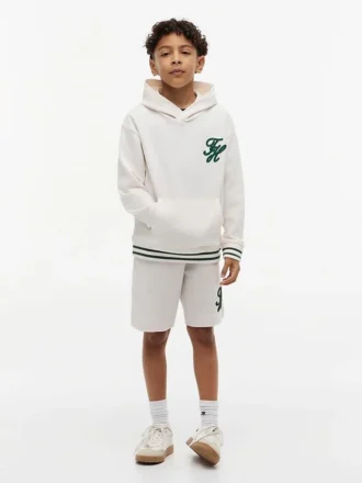 Felpa con cappuccio e monogramma ricamato per bambini