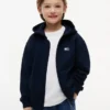 Felpa con cappuccio e zip con bandiera tono su tono per bambini