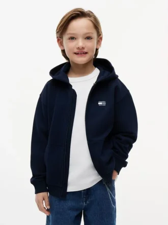Felpa con cappuccio e zip con bandiera tono su tono per bambini