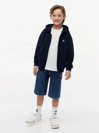 Felpa con cappuccio e zip con bandiera tono su tono per bambini