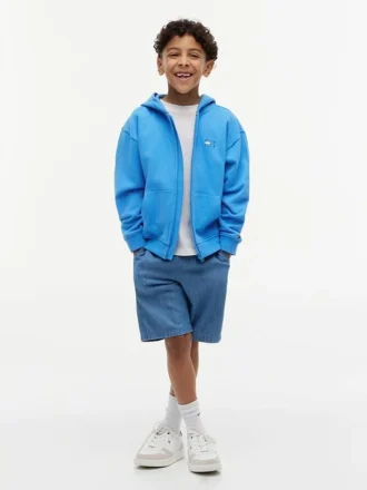 Felpa con cappuccio e zip con bandiera tono su tono per bambini