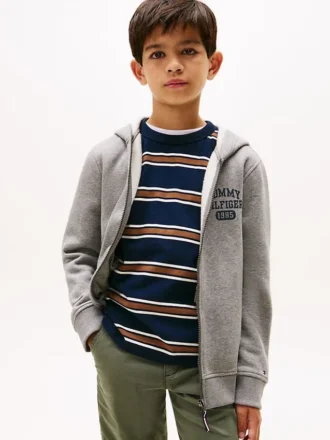 Felpa con cappuccio e zip con logo per bambini