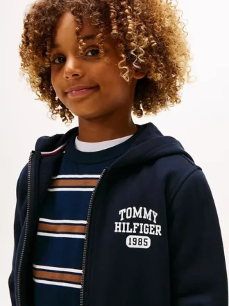 Felpa con cappuccio e zip con logo per bambini
