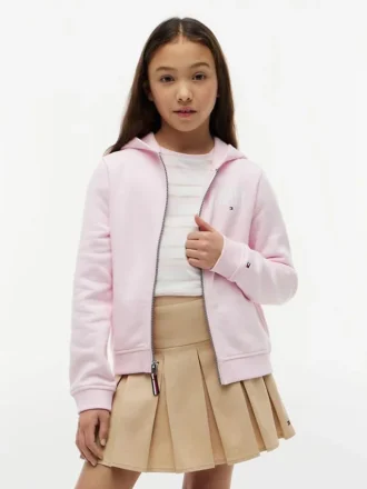 Felpa con cappuccio e zip per bambini con logo Tommy in stile college
