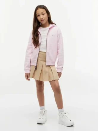 Felpa con cappuccio e zip per bambini con logo Tommy in stile college
