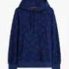 Felpa con cappuccio in jacquard di velluto con logo bandiera su tutta la superficie Felpa con cappuccio in jacquard di velluto con logo bandiera su tutta la superficie