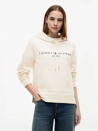 Felpa con cappuccio in pile con logo Tommy