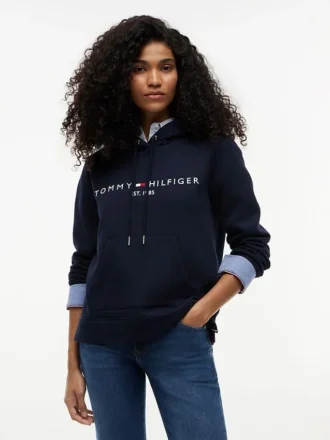 Felpa con cappuccio in pile con logo Tommy