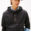Felpa con cappuccio melange con logo Hilfiger Crest Felpa con cappuccio melange con logo Hilfiger Crest