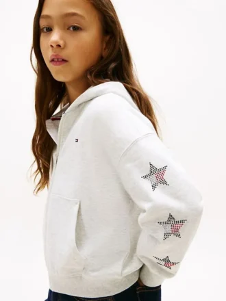 Felpa con cappuccio per bambini con logo a stella in strass