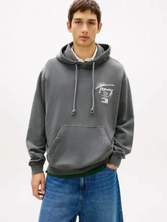 Felpa con cappuccio Tommy Jeans con logo verniciato a spruzzo
