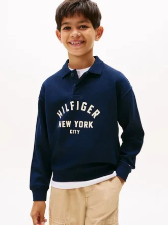 Felpa con grafica Hilfiger curvilinea per bambini