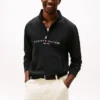 Felpa con zip a un quarto e logo Tommy