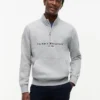 Felpa con zip a un quarto e logo Tommy
