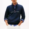 Felpa con zip a un quarto e logo Tommy