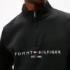 Felpa con zip a un quarto e logo Tommy