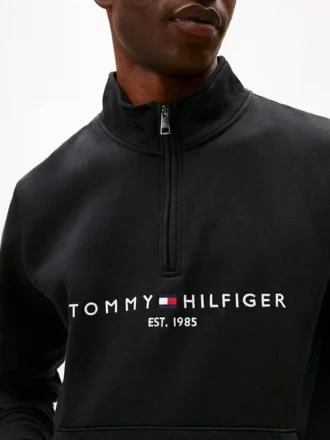Felpa con zip a un quarto e logo Tommy