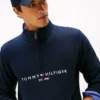 Felpa con zip a un quarto e logo Tommy