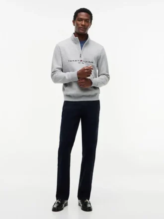 Felpa con zip a un quarto e logo Tommy