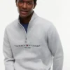 Felpa con zip a un quarto e logo Tommy