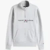 Felpa con zip a un quarto e logo Tommy