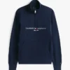 Felpa con zip a un quarto e logo Tommy