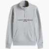 Felpa con zip a un quarto e logo Tommy