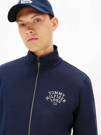 Felpa con zip in pile Flex con logo ad arco
