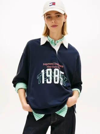 Felpa da donna Tommy Jeans 1985 Logo Oversized Rugby Felpa da donna Tommy Jeans 1985 Logo Oversized Rugby