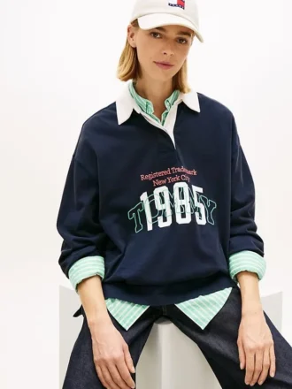 Felpa da donna Tommy Jeans 1985 Logo Oversized Rugby Felpa da donna Tommy Jeans 1985 Logo Oversized Rugby