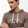 Felpa da notte con cappuccio in piqué con logo Hilfiger Felpa da notte con cappuccio in piqué con logo Hilfiger