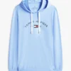 Felpa da notte con cappuccio in piqué con logo Hilfiger Felpa da notte con cappuccio in piqué con logo Hilfiger
