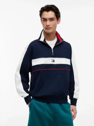 Felpa da uomo Tommy Jeans con zip a un quarto