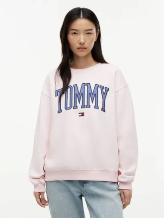 Felpa girocollo con logo Tommy in stile college