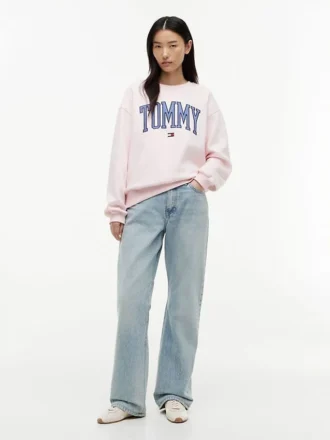 Felpa girocollo con logo Tommy in stile college