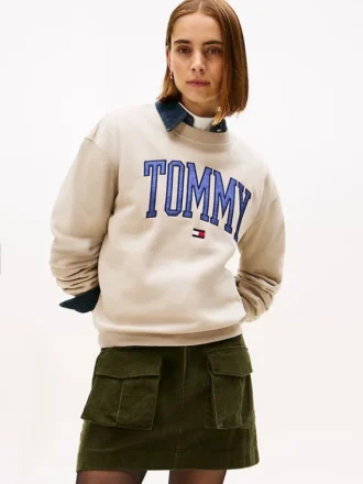 Felpa girocollo con logo Tommy Varsity