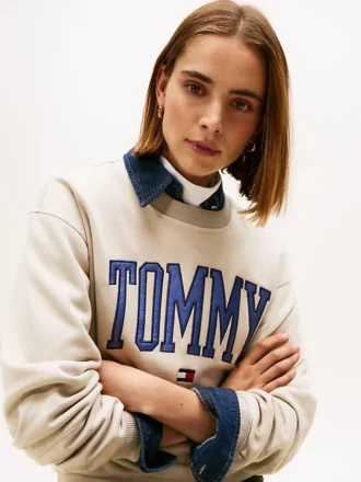 Felpa girocollo con logo Tommy Varsity