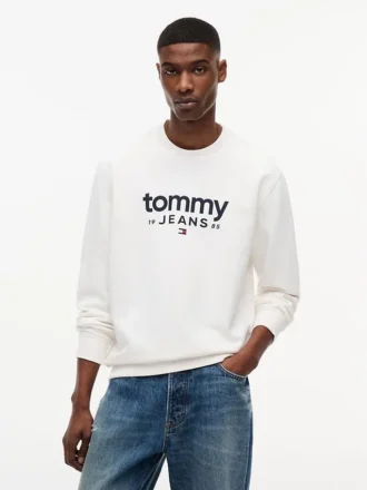 Felpa in pelle scamosciata con logo Tommy Jeans