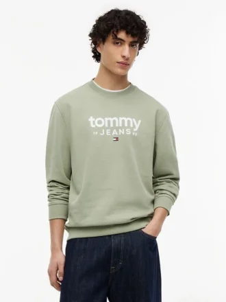 Felpa in pelle scamosciata con logo Tommy Jeans