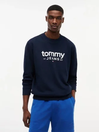 Felpa in pelle scamosciata con logo Tommy Jeans