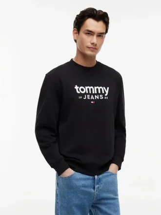 Felpa in pelle scamosciata con logo Tommy Jeans