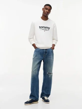Felpa in pelle scamosciata con logo Tommy Jeans