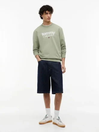 Felpa in pelle scamosciata con logo Tommy Jeans
