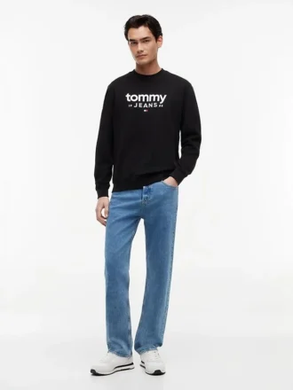 Felpa in pelle scamosciata con logo Tommy Jeans