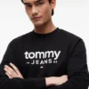 Felpa in pelle scamosciata con logo Tommy Jeans Felpa in pelle scamosciata con logo Tommy Jeans