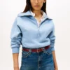 Felpa in pile interlock con zip a un quarto