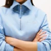 Felpa in pile interlock con zip a un quarto
