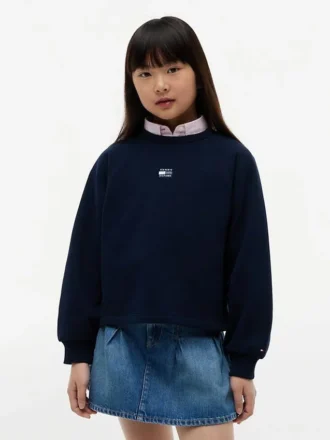 Felpa raglan con bandiera tono su tono per bambina